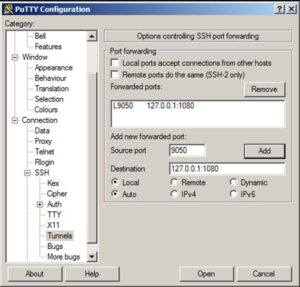 Proxy your socks off - configure Putty SSH to allocate local port to connect to remote Socks Proxy