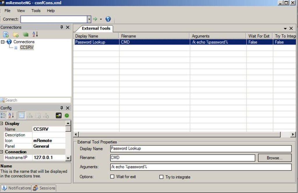 mRemoteNG external tool